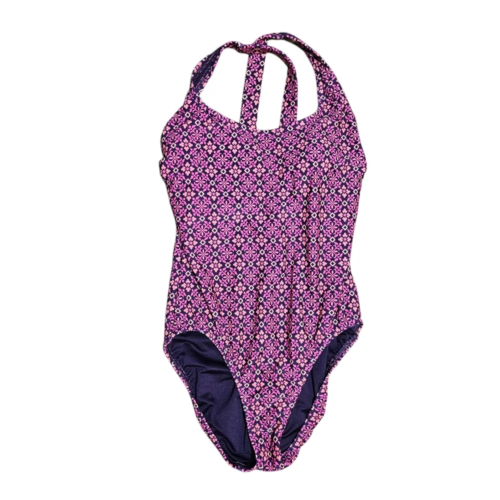 Lands' End Purple/pink Print One Piece Swimsuit Size 4P‎ Blackberry Tile Geo